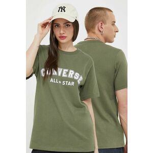 Converse tricou din bumbac culoarea verde, cu imprimeu imagine