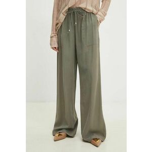 Answear Lab pantaloni femei, culoarea verde, drept, high waist imagine