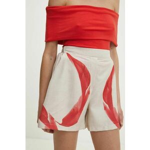 Answear Lab pantaloni scurti femei, culoarea rosu, high waist imagine