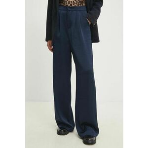 Answear Lab pantaloni femei, culoarea albastru marin, lat, high waist imagine