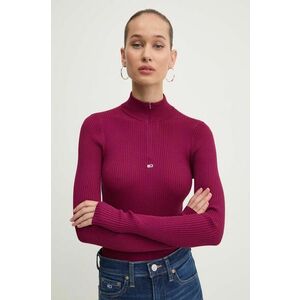 Tommy Jeans pulover femei, culoarea violet, light, cu turtleneck, DW0DW18518 imagine