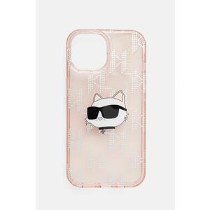 Karl Lagerfeld carcasa de telefon iPhone 15 / 14 / 13 6.1 culoarea roz, KLHCP15SHKLPCHP imagine