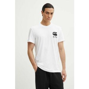 G-Star Raw tricou din bumbac barbati, culoarea alb, cu imprimeu, D25700-336 imagine