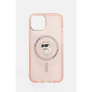 Karl Lagerfeld carcasa de telefon iPhone 14 / 15 / 13 6.1 culoarea roz, KLHMP14SHFCCNOP imagine