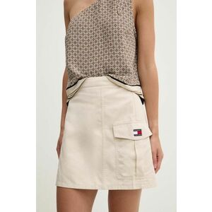 Tommy Jeans fusta culoarea bej, mini, evazati, DW0DW18486 imagine