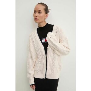 Tommy Jeans cardigan femei, culoarea bej, light, DW0DW18521 imagine