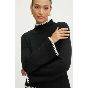 Luisa Spagnoli pulover de lana MONET femei, culoarea negru, light, cu turtleneck, 58404 imagine