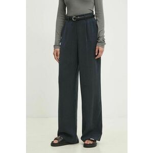 Answear Lab pantaloni femei, culoarea albastru marin, drept, high waist imagine