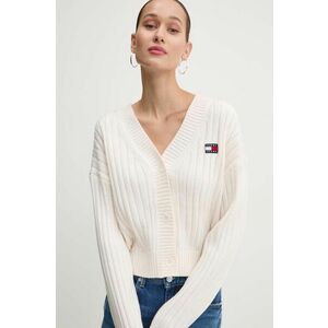 Tommy Jeans cardigan femei, culoarea bej, light, DW0DW18529 imagine