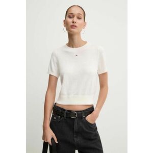 Tommy Jeans pulover femei, culoarea bej, light, cu turtleneck, DW0DW18530 imagine