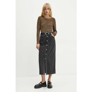 Levi's fusta jeans culoarea negru, midi, drept, 000MI imagine