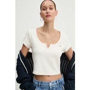 Tommy Jeans tricou femei, culoarea bej, DW0DW18426 imagine