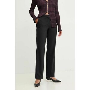 Luisa Spagnoli pantaloni din lana OLMETO culoarea negru, drept, high waist, 541321 imagine