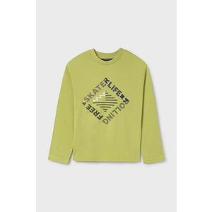 Mayoral longsleeve din bumbac pentru copii culoarea verde, cu imprimeu, 7086 imagine