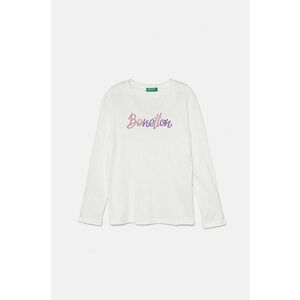 United Colors of Benetton longsleeve din bumbac pentru copii culoarea alb, 3I9WC10JR imagine