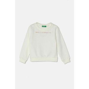 United Colors of Benetton hanorac de bumbac pentru copii culoarea alb, cu imprimeu, 3J70G10F8 imagine