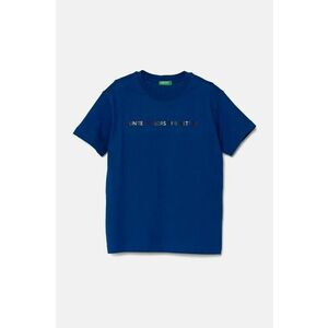 United Colors of Benetton Tricou de bumbac pentru copii culoarea albastru marin, cu imprimeu imagine