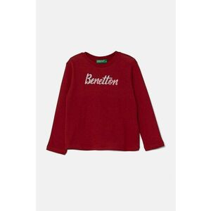 United Colors of Benetton longsleeve din bumbac pentru copii culoarea bordo, 3I9WG10F7 imagine