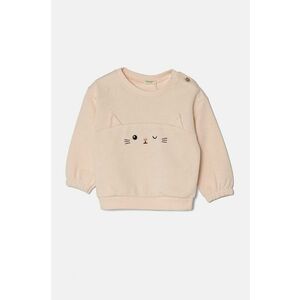 United Colors of Benetton hanorac de bumbac pentru bebelusi culoarea bej, cu imprimeu, 3J70A1058 imagine