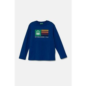 United Colors of Benetton longsleeve din bumbac cu imprimeu imagine