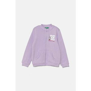 United Colors of Benetton hanorac de bumbac pentru copii culoarea violet, cu imprimeu, 3J70G5037 imagine