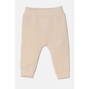 United Colors of Benetton pantaloni de trening din bumbac pentru bebeluși culoarea roz, neted, 3J70AF01R imagine