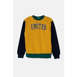 United Colors of Benetton hanorac de bumbac pentru copii culoarea galben, cu imprimeu, 3J68C10JM imagine