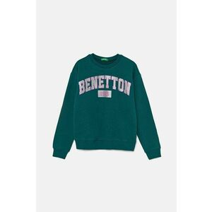 United Colors of Benetton hanorac de bumbac pentru copii culoarea verde, modelator, 3J68C10L8 imagine