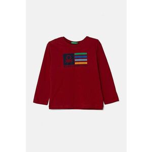 United Colors of Benetton longsleeve din bumbac pentru copii culoarea bordo, cu imprimeu, 3I1XG10F2 imagine