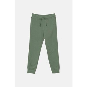 United Colors of Benetton pantaloni de trening din bumbac pentru copii culoarea verde, neted imagine