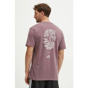 adidas Performance tricou de antrenament Yoga culoarea violet, cu imprimeu, IX9052 imagine