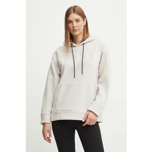 Dkny hanorac fleece culoarea bej, cu glugă, neted, DP4T9949 imagine