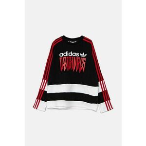 adidas Originals hanorac de bumbac pentru copii CREW culoarea alb, cu imprimeu, IZ4629 imagine