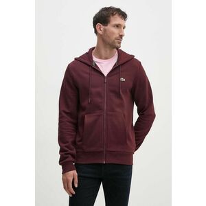 Lacoste bluza barbati, culoarea bordo, cu glugă, neted imagine