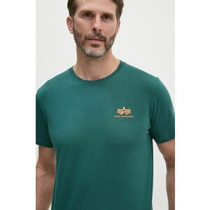 Alpha Industries tricou din bumbac barbati, culoarea verde, cu imprimeu imagine