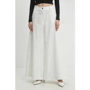 Answear Lab pantaloni femei, culoarea alb, lat, high waist imagine