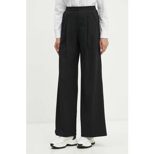 Max Mara Leisure pantaloni femei, culoarea negru, lat, high waist, 2426786017600 imagine