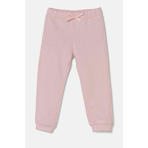 United Colors of Benetton pantaloni de trening din bumbac pentru copii culoarea roz, neted, 3J70GF01N imagine