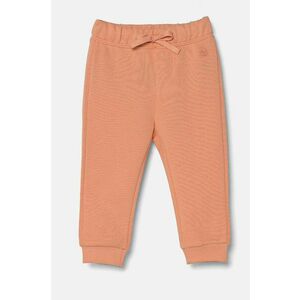 United Colors of Benetton pantaloni de trening din bumbac pentru copii culoarea portocaliu, neted, 3J70GF01N imagine