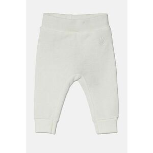 United Colors of Benetton pantaloni de trening din bumbac pentru bebeluși culoarea alb, neted, 3J70AF01R imagine