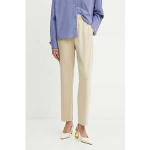 Weekend Max Mara pantaloni femei, culoarea bej, drept, high waist, 2425786031600 imagine