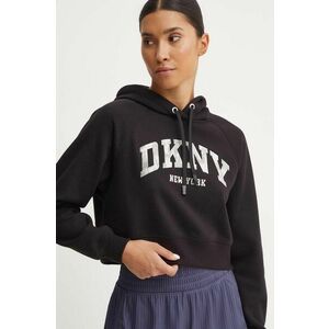 Dkny bluza femei, culoarea negru, cu glugă, cu imprimeu, DP4T9938 imagine