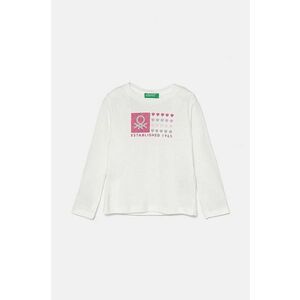 United Colors of Benetton longsleeve din bumbac pentru copii culoarea alb, modelator imagine