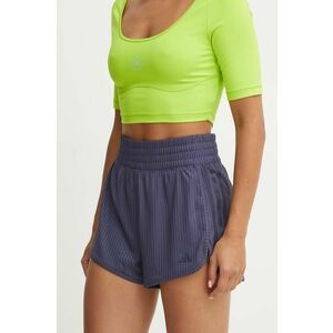 adidas Performance pantaloni scurți de antrenament Pacer culoarea albastru marin, neted, high waist, IK5457 imagine