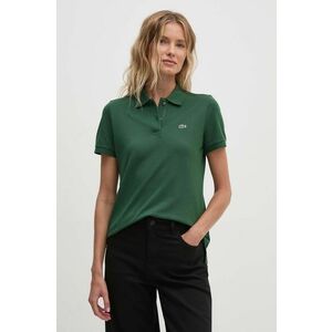 Lacoste tricou din bumbac femei, culoarea verde, cu guler imagine