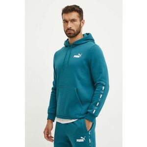 Puma bluza barbati, culoarea verde, cu glugă, cu imprimeu imagine