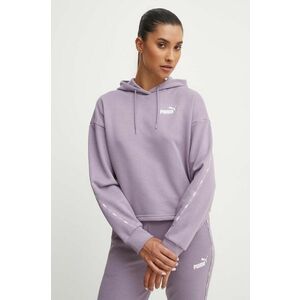 Puma bluza femei, culoarea violet, cu glugă, cu imprimeu imagine