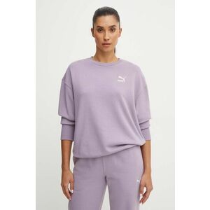 Puma hanorac de bumbac BETTER CLASSIC femei, culoarea violet, neted, 624231 imagine