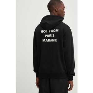 Drôle de Monsieur hanorac de bumbac Le Hoodie Slogan barbati, culoarea negru, cu glugă, cu imprimeu, PERM-HO162-CO127-BL imagine