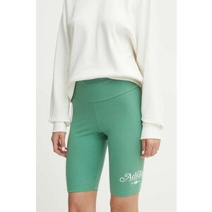 adidas Originals pantaloni scurti femei, culoarea verde, cu imprimeu, high waist, IX3534 imagine